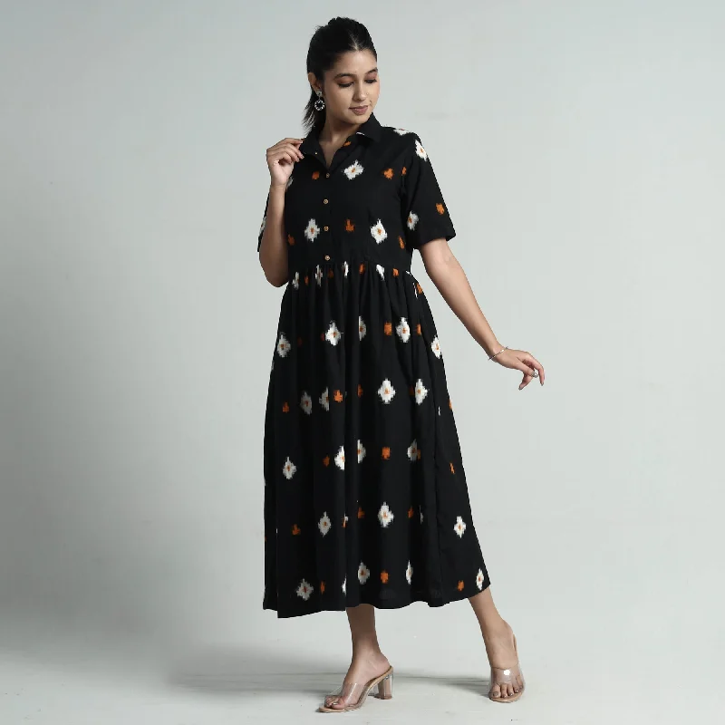 Black - Pochampally Double Ikat Weave Cotton Dress