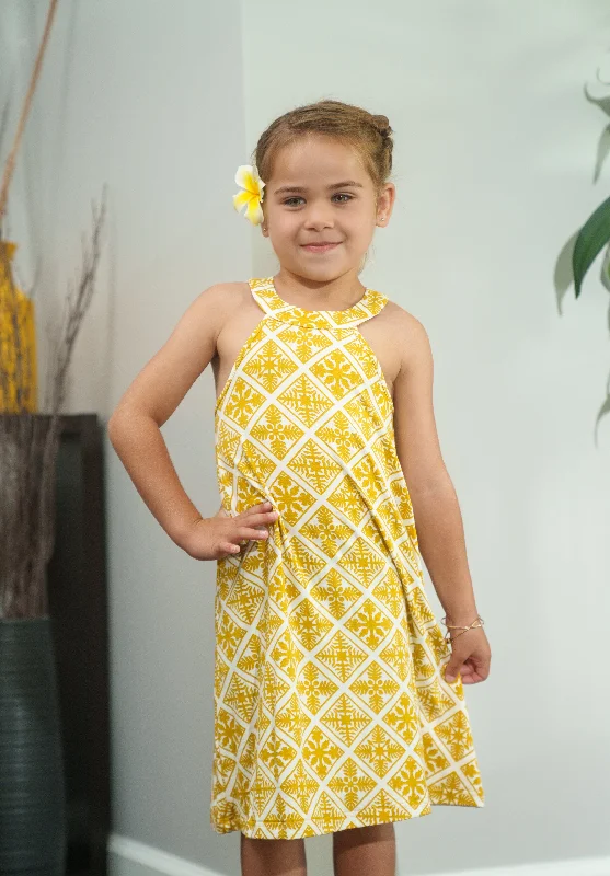 QUILT KEIKI MUSTARD A-LINE DRESS