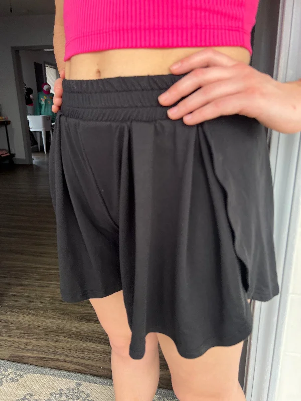 Black side slit shorts