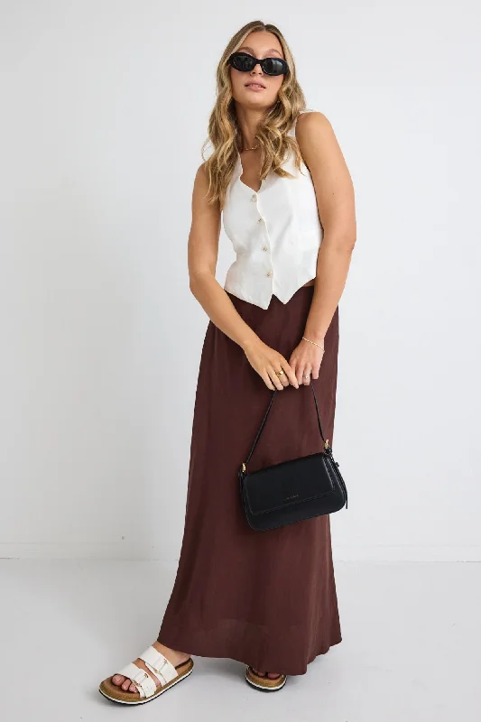 Lagos Chocolate Floaty Bias Cut Maxi Skirt