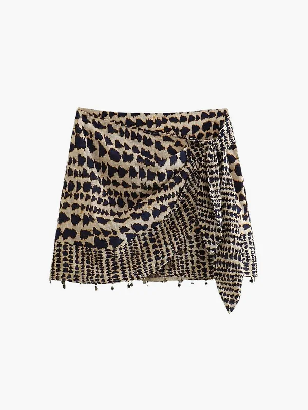 BerryBetty - Leopard Print Wrap Tied Skirt