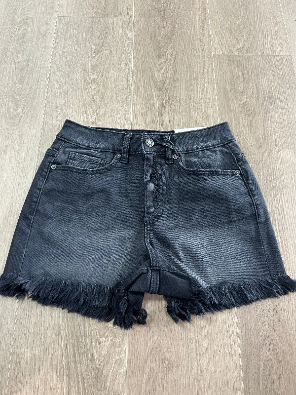 Washed black denim shorts