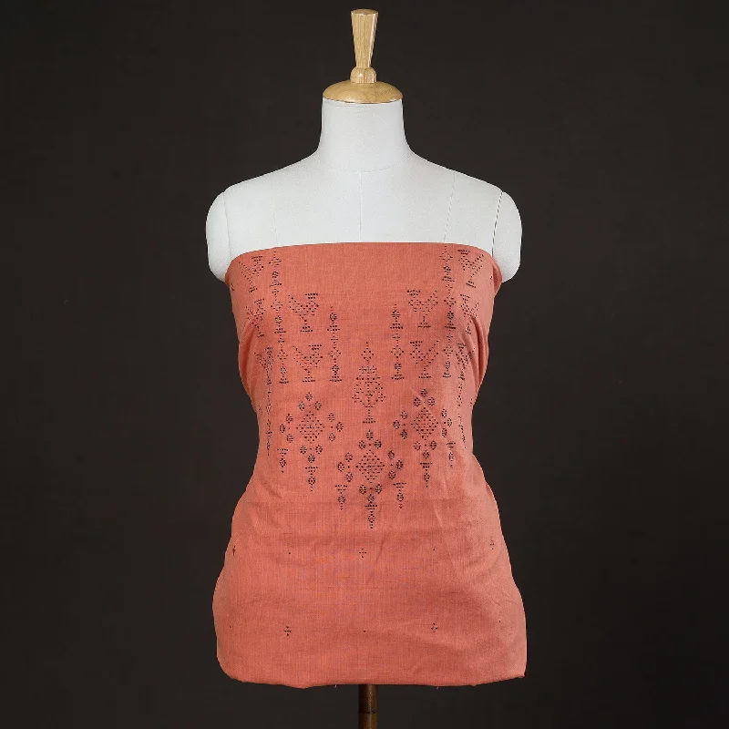 Peach - Tangaliya Work Handwoven Cotton Kurta Material