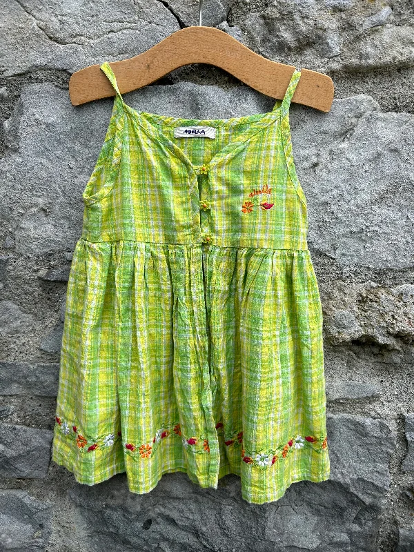 90s green check dress   12-18m (80-86cm)