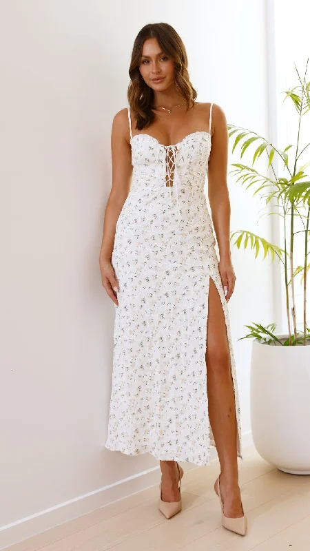 Aretha Maxi Dress - White/Yellow Floral