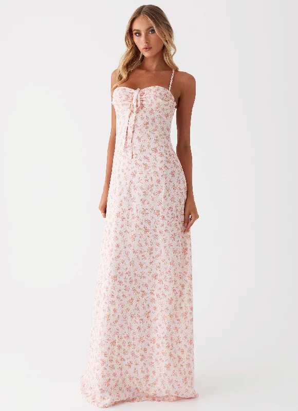 Aveline Bustier Maxi Dress - Pink Ditsy Floral