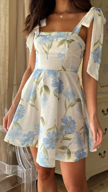 multi-way mini dress -Balta Mini Dress - Blue Floral