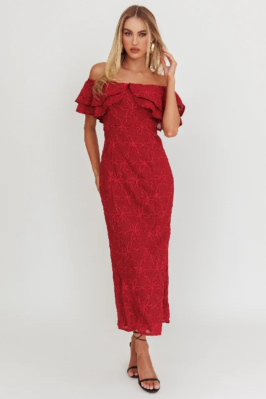 Beauty Within Off-Shoulder Maxi Dress Wine