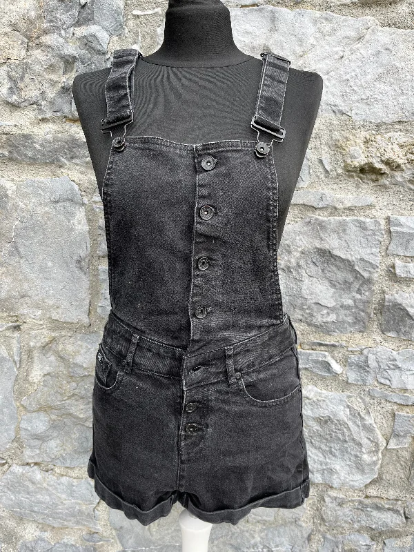 Black denim short dungarees uk 6-8