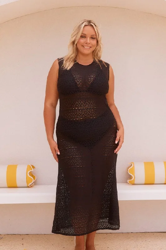 Black Maxi Mesh Dress