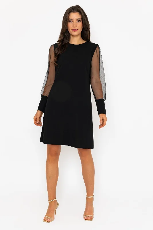 Black Mesh Long Sleeve Sofia Mini Dress