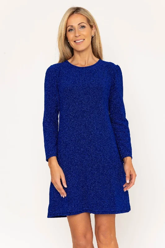 Blue Sparkle Long Sleeve Mini Dress