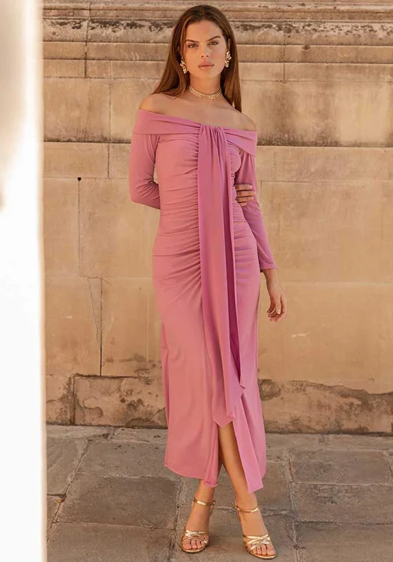 Cayro Florence Ruched Maxi Dress, Mauve