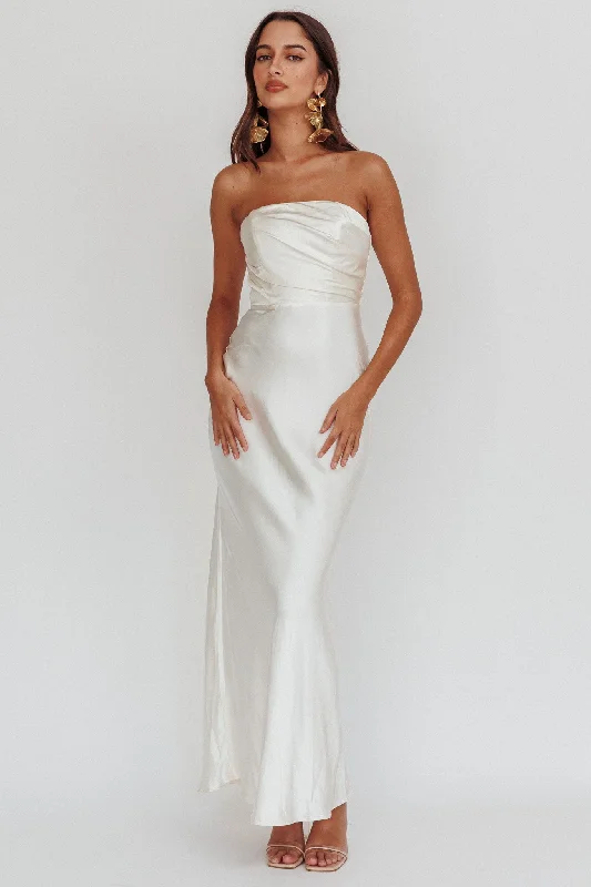 white maxi dress -City Of Stars Strapless Maxi Dress Oyster