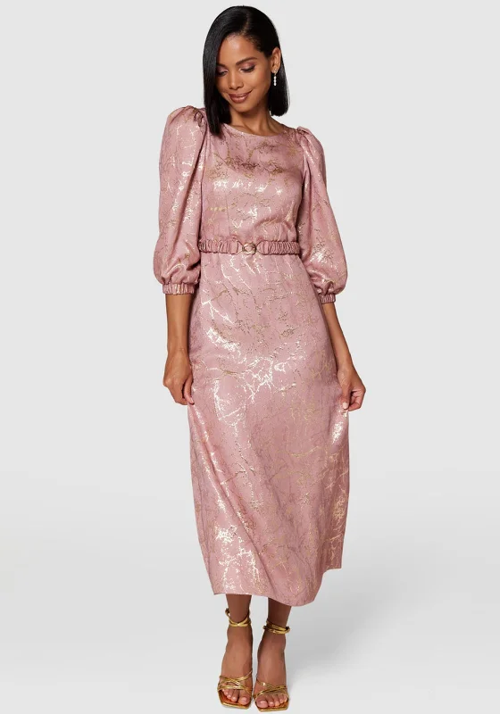 Closet London Shimmery Jacquard A-line Maxi Dress, Pink Rose