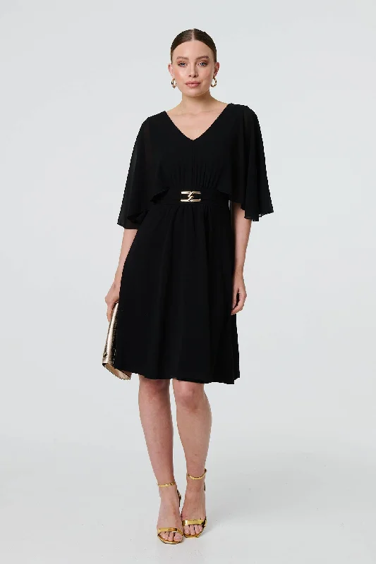 Belt Detail 1/2 Batwing Sleeve Dress