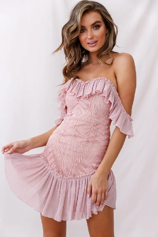 Dreamy Off-Shoulder Mini Dress Blush