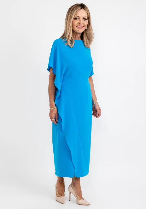 Ella Boo Drape Side Detail Maxi Dress, Ocean