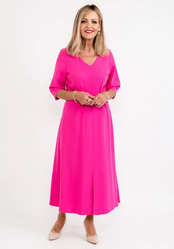 Ella Boo Seamed Ruching Maxi Dress, Pink