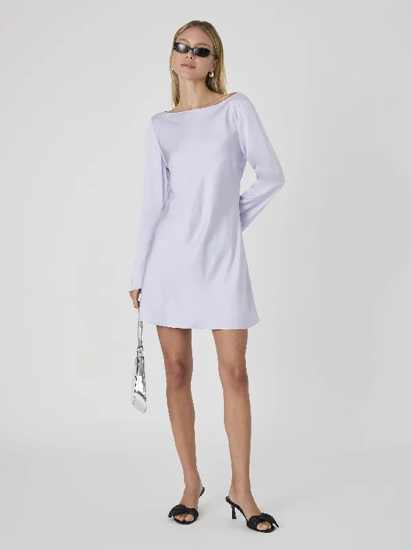 Ennis Satin Longsleeve Mini Dress Lavender