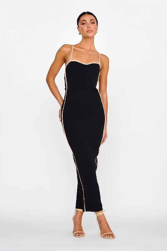 Future Awaits Lace-Up Back Maxi Dress Black