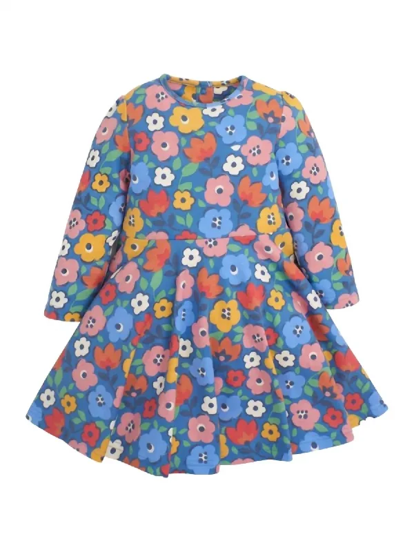 Girl's Best Friends Floral Print Dress In Denim Blue