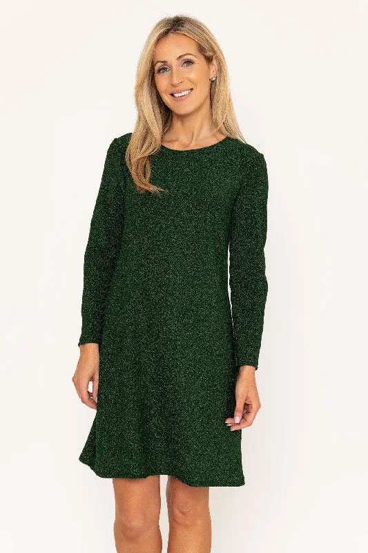 Green Sparkle Long Sleeve Mini Dress