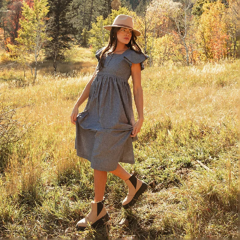 Hailey Maxi Dress, Black Chambray