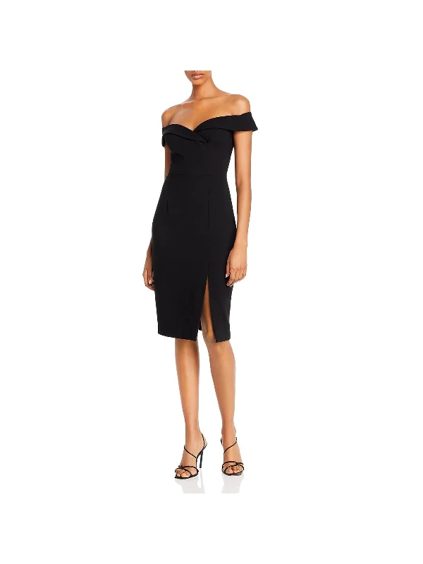 Hepburn Womens Sheath Portrait Collar Cocktail Dress