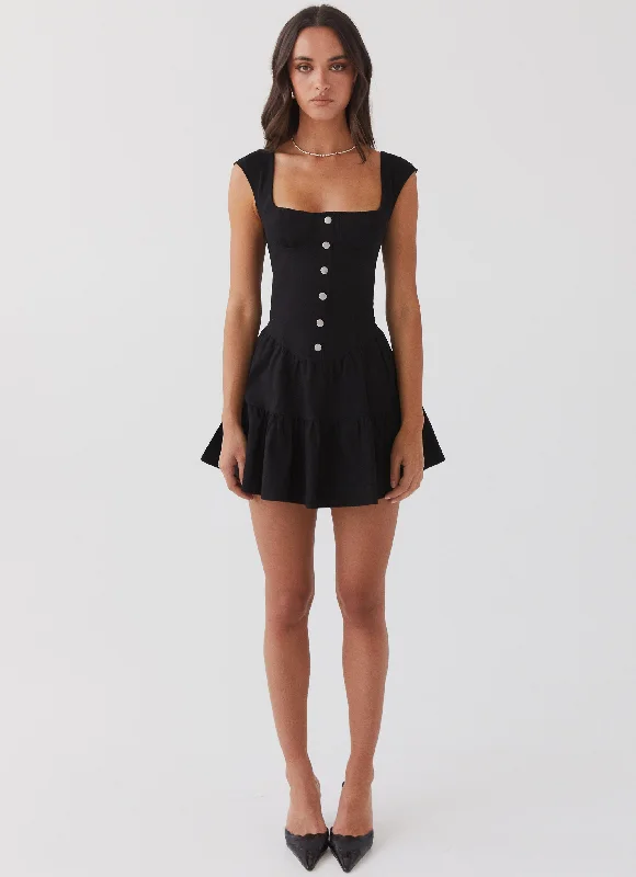 Isabella Denim Bustier Dress - Black