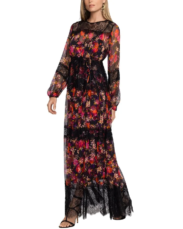 Johnny Was Ellie Lace Tiered Silk Maxi Dress