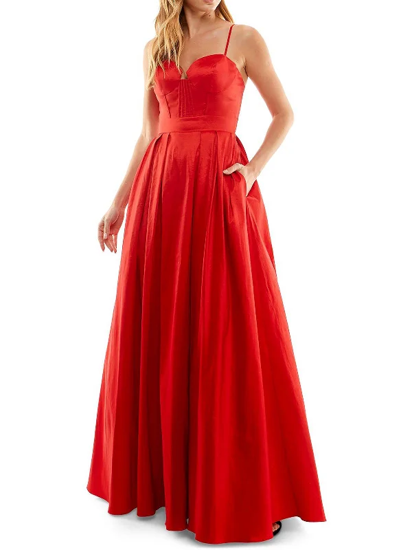 classic prom dress -Juniors Womens Boned Corset Pleated Evening Dress