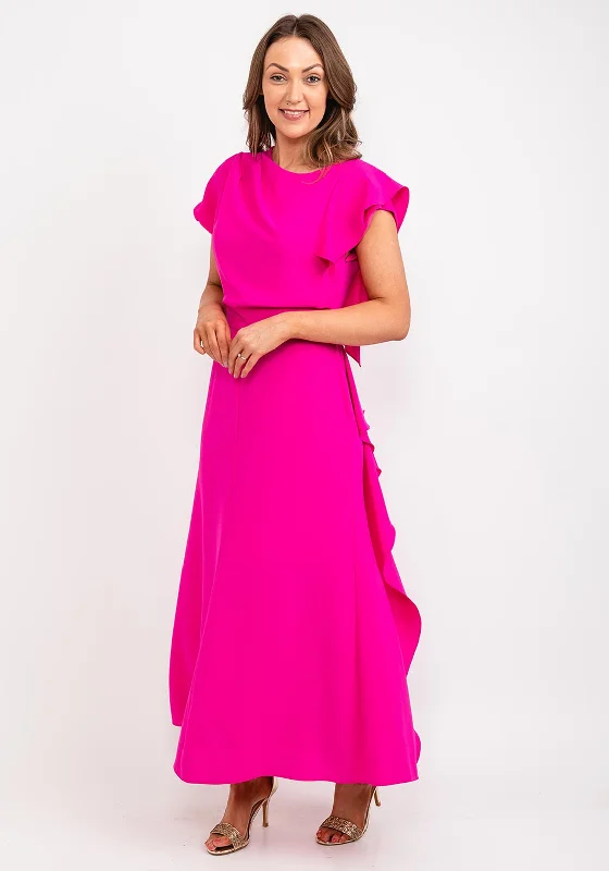 Kameya Ruffle Side Maxi Dress, Fuchsia