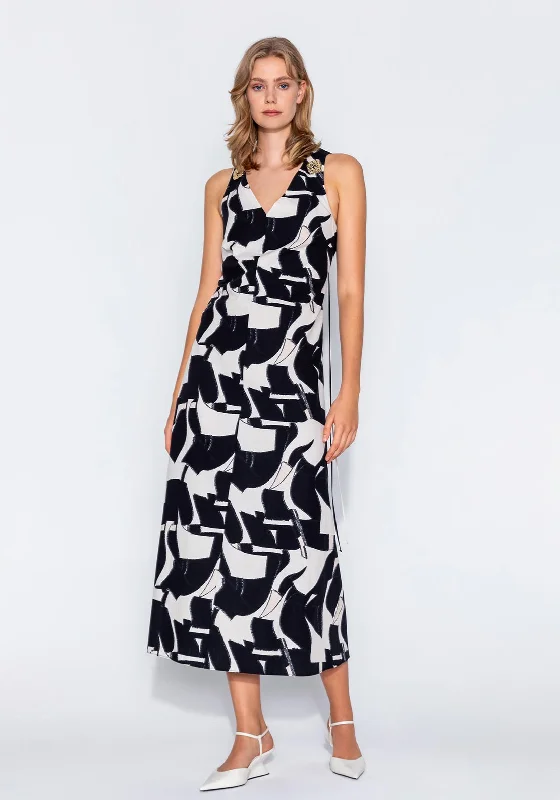 Kameya Cut-Out Back Abstract Print Maxi Dress, Black