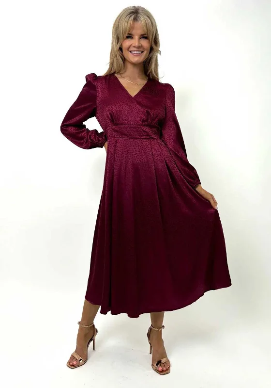 Kate and Pippa Audrey Satin Midi Dress, Wine