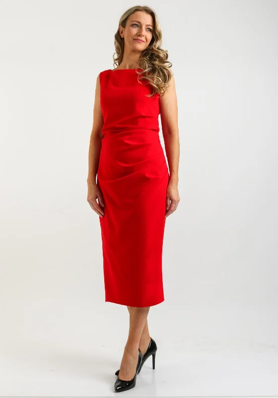 Kevan Jon Alice Bodycon Midi Dress & Cape, Red