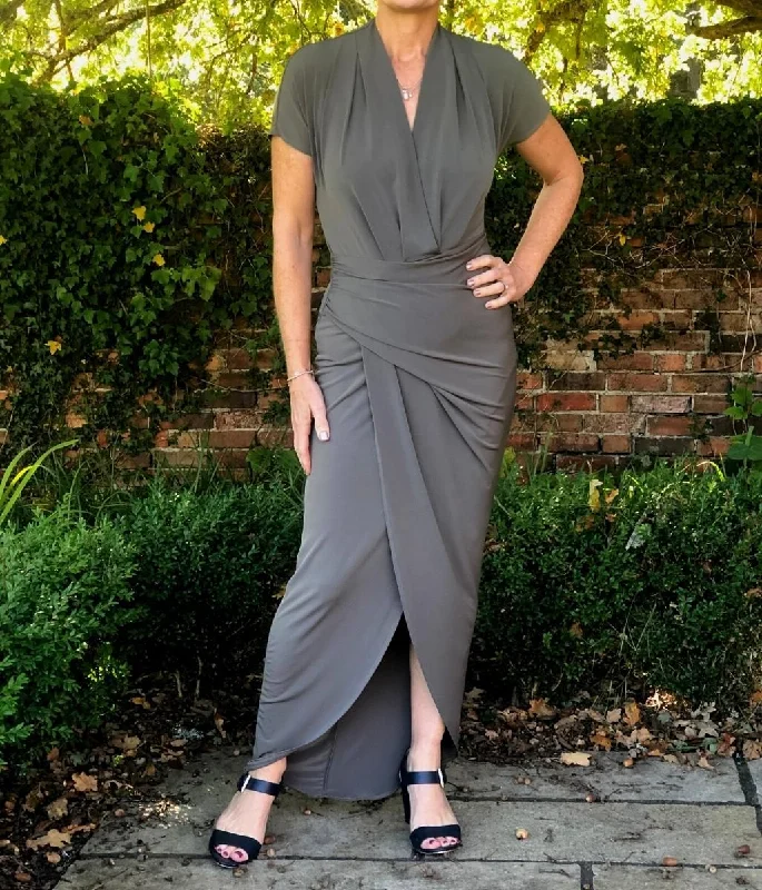 Khaki Wrap Maxi Dress