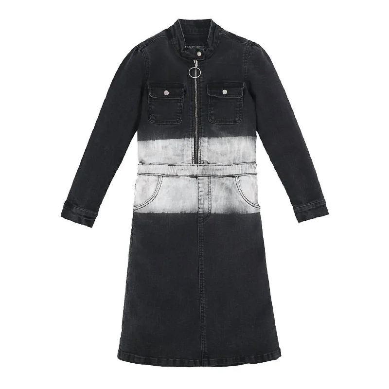 Kids' Whitstable With Acid Stripe Denim Dress In Black