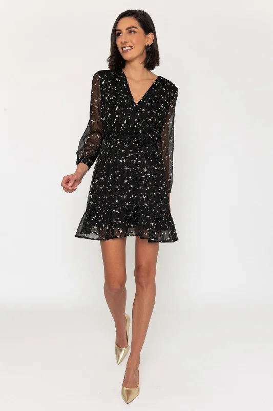 Long Sleeve Chiara Mini Dress in Black