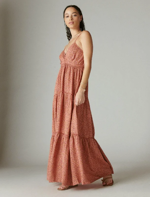 Lucky Brand Women's Paisley Tiered Maxi Dress