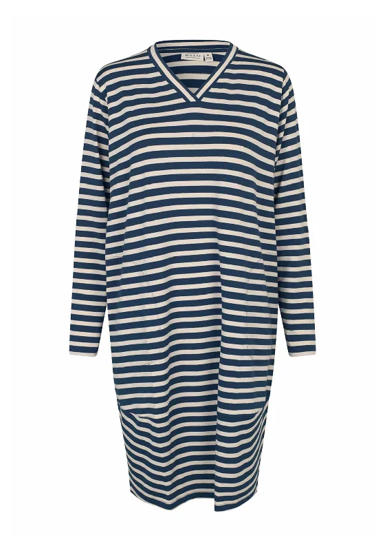 grunge aesthetic mini dress -Masai Nakoa Striped Mini Dress, Blue and White