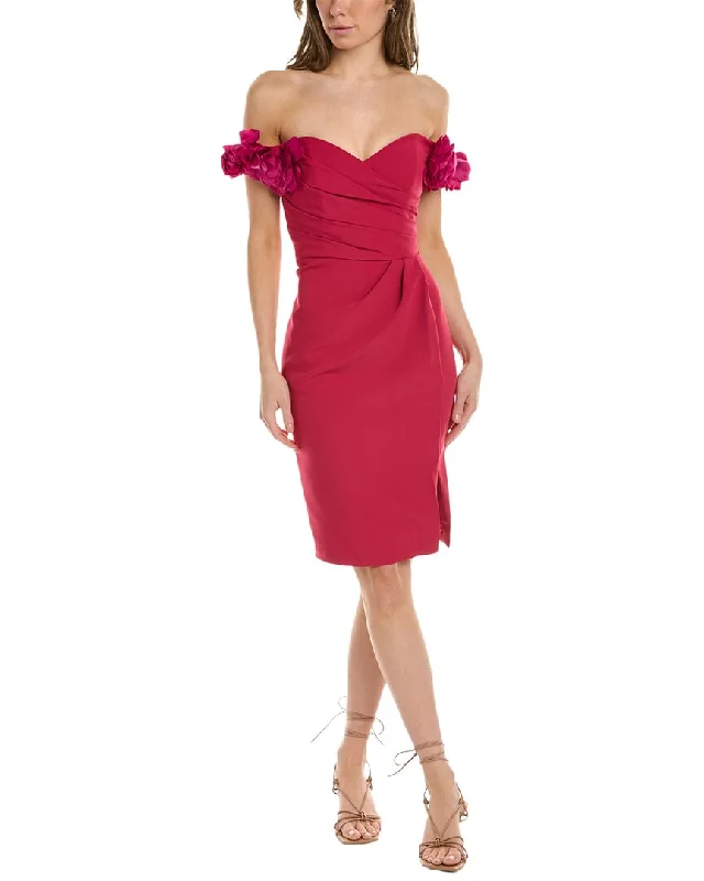 Marchesa Notte Off-The-Shoulder Sheath Dress