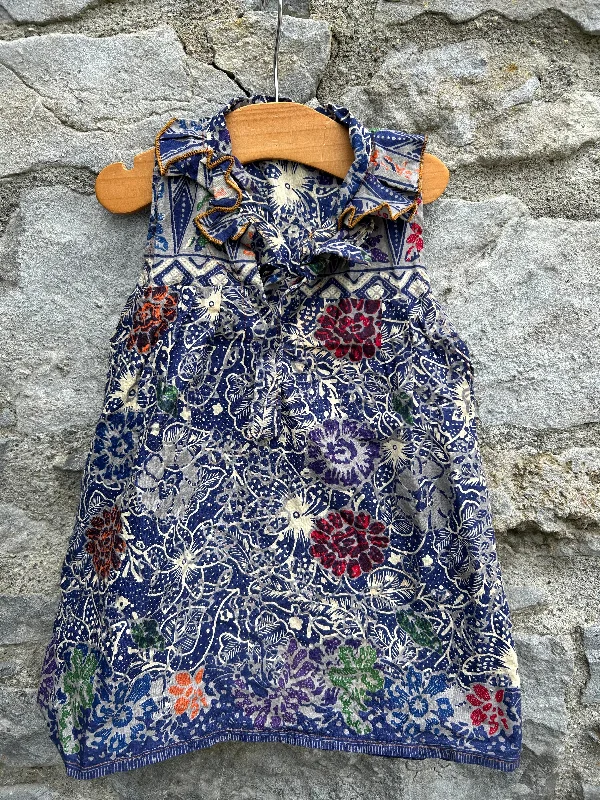 Navy floral dress  12-18m (80-86cm)