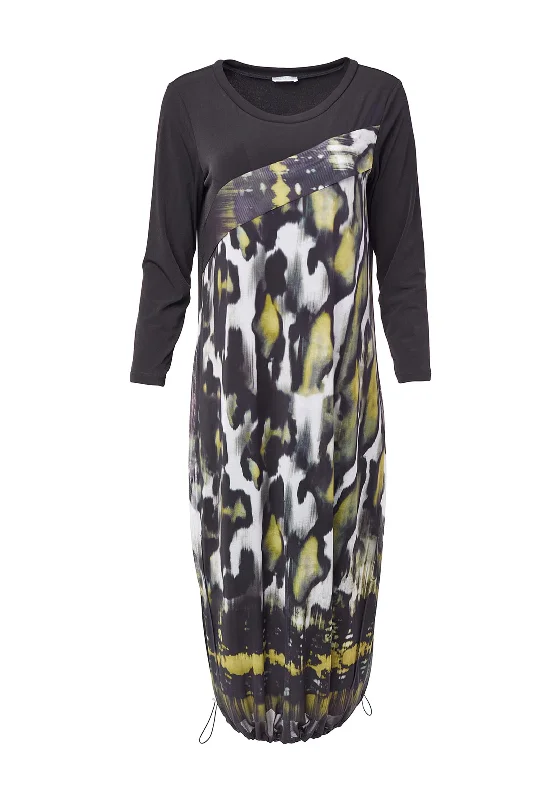 Naya Mesh Print Jersey Maxi Dress, Black