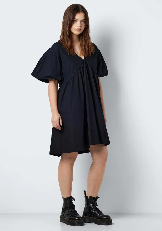 side slit mini dress -Noisy May Chiara Mini Smock Dress, Black