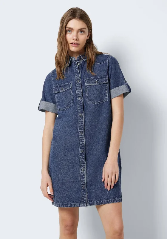 Noisy May Signe Mini Denim Dress, Medium Blue Denim