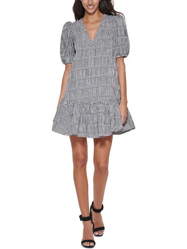 fashion week mini dress -Petites Womens Casual Mini Shift Dress