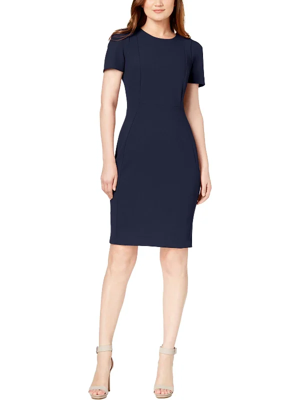 Petites Womens Office Workwear Sheath Dress