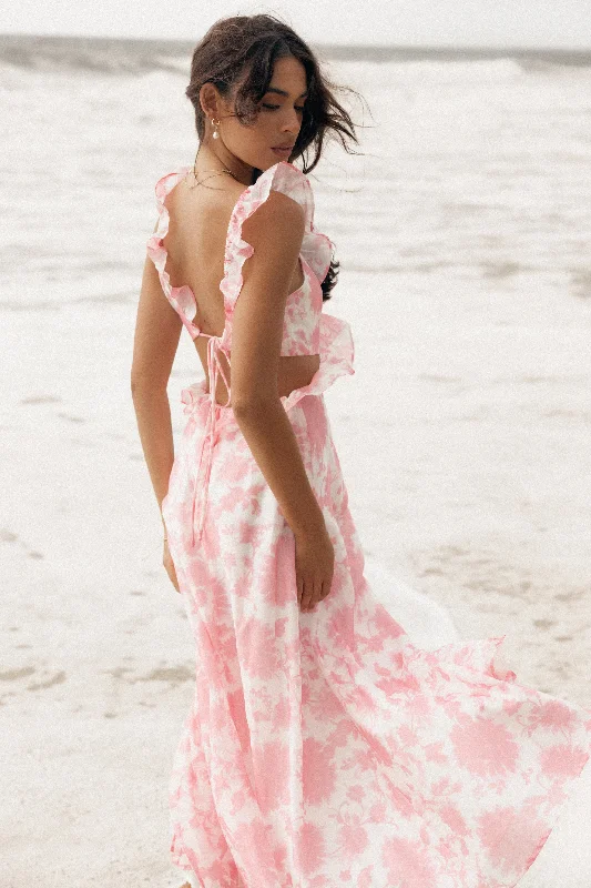 Rori Ruffle Maxi Dress - Pink Floral