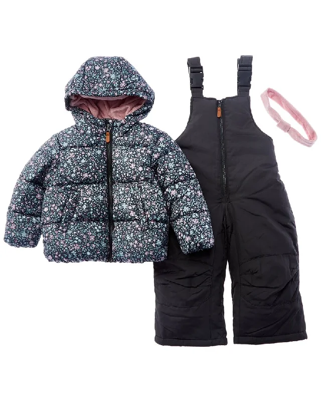 y2k-inspired mini dress -Rothschild Kids Mini Floral Snowsuit & Headband Set